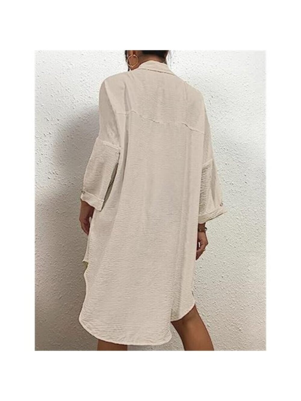 Women's Modern Swimsuit Cover Up Blouse Button Down Shirt Dress Top - Picture 5 of 6